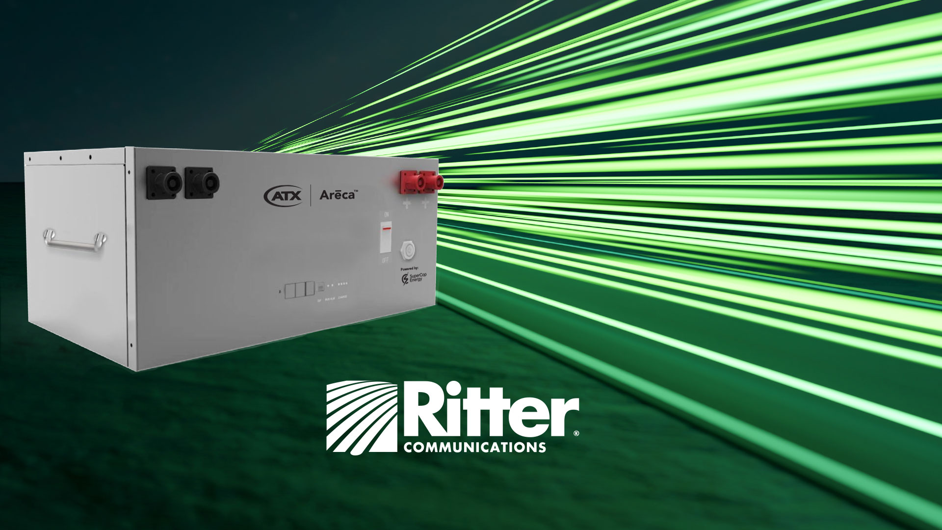 Areca Hybrid Supercapacitor and Ritter Communications logo